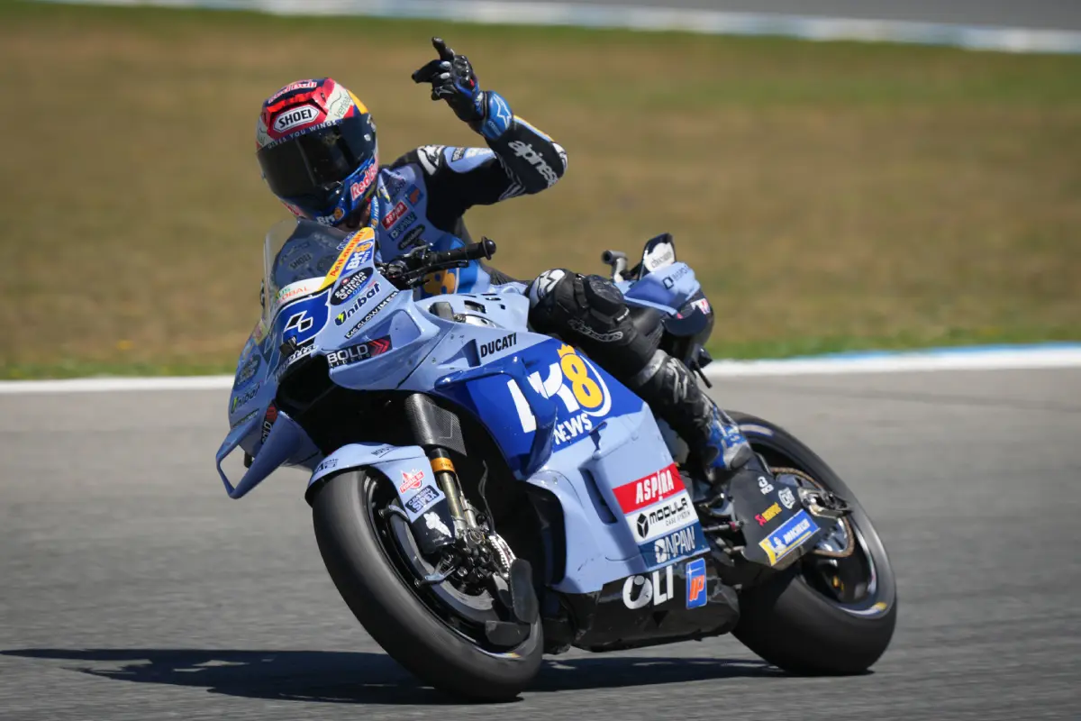 Álex Márquez celebrando en Jerez antes del GP de Francia de MotoGP
