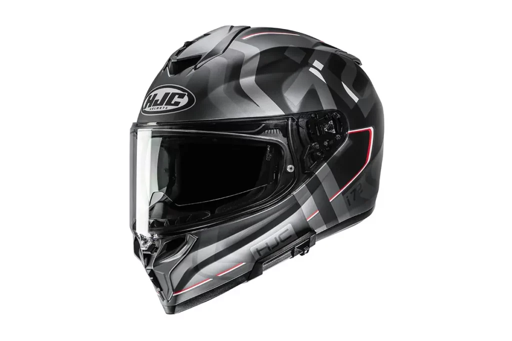 HJC i72 Tala MC5SF con decoración negra y gris visto de tres cuartos