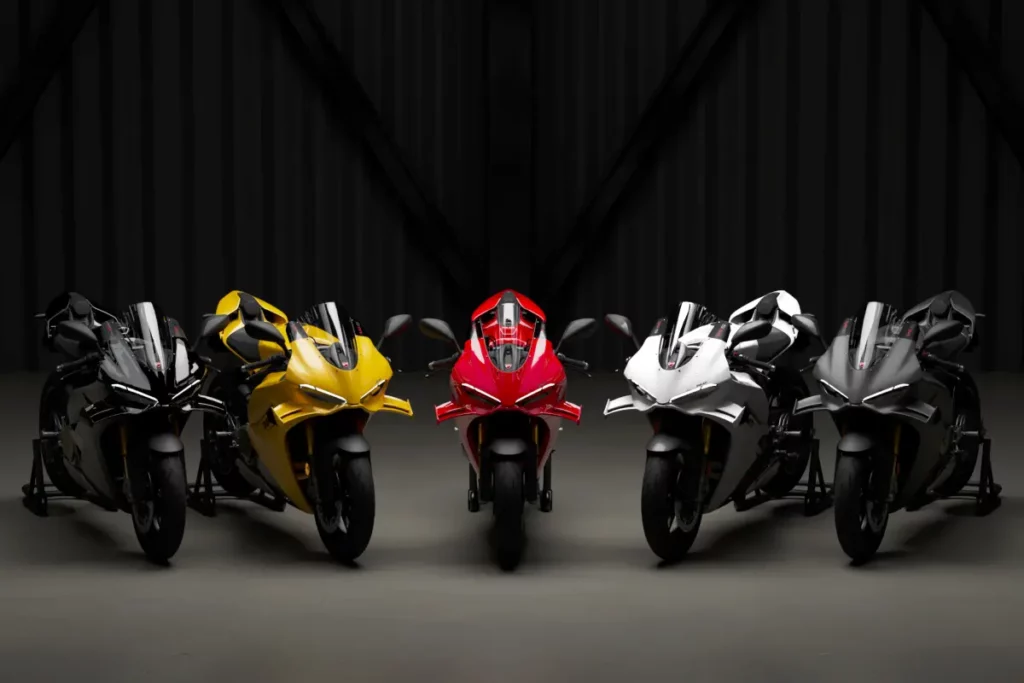 Ducati Panigale V4 S 2027 mostrada en diferentes colores disponibles de fábrica